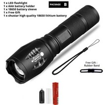 분광계 광도계 적외선 Z45 Led 손전등 울트라 브라이트 방수 미니 토치 T6/L2/V6 줌이 가능한 5 모드 18650 충전식 배터리 캠핑 전술용, 패키지 B, 협력사, L2-8000 루멘