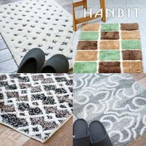 한빛카페트 수입 면 발매트 모음, 50x80 라인블루