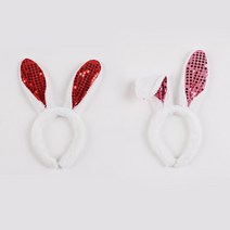 스팽글 토끼 머리띠(2색상) 바니 동물 역할놀이 파티, 핑크