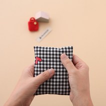 [DIY키트 패키지] (동영상설명) 핫팩파우치만들기 핫팩주머니 팥주머니만들기 커버세트(팥은포함안됨), 블랙체크하트-메인상품