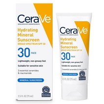 CeraVe 100 미네랄 선스크린 SPF 30 민감한 피부를 위한 산화 아연 및 이산화티타늄이 함유된 페이스 선스크린 709g25온스 1팩