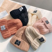 [미라보특가상품] 스마일 패치 패션 보드러운 여성 패션 귀여운 비니