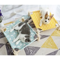 고롱고롱몰 1+1 고양이 원목해먹 캠핑해먹 고양이 침대 쇼파 반려견 집사필수품 고양이 해먹 강아지 해먹 고양이 장난감 영혼탈곡기 증정, 깔끔한 회색, 귀여운 노란색