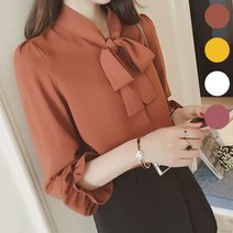 스타일아유 쉬폰 리본 가을 하객 타이 블라우스