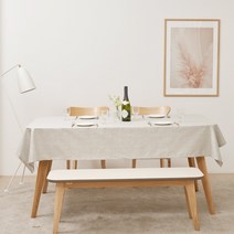 룰루홈 린넨 방수 코팅 식탁보 테이블보 5색 다양 사이즈, (130x200cm), 린넨 라이트그레이
