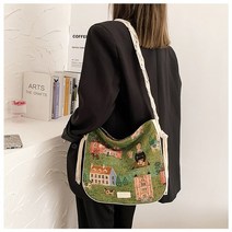 보부상가방 심플 사이즈 성격 일본식 여성용 토트 백 중국어 잉크 페인팅 린넨 핸드백 인쇄 오픈 포켓 숄더 백