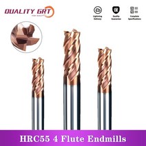 q.grt hrc55 카바이드 엔드밀 1 2 4 5 6 8 10 12mm 4플루트 밀링 텅스텐 스틸 커터 cnc maching cnc 엔드밀 밀링 커터, d20xd20x100