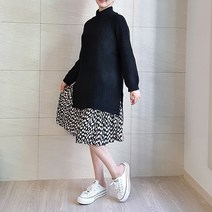 식스에비뉴 웬즈 루즈핏 물방울 롱 원피스