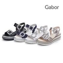 [쇼핑엔티] Gabor 가버 쥬얼리 스퀘어 버클 샌들 GH44.629 소가죽 양가죽 염소가죽/역대급가격