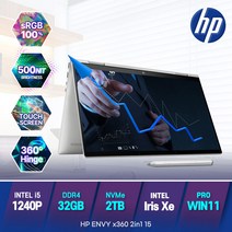 HP 엔비 X360 2in1 15.6인치 인텔12세대 i5 윈도우11 프로 터치노트북, 실버, 코어i5, 2TB, 32GB, WIN11 Pro, HP ENVY