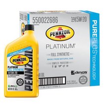 Pennzoil 550022686-6PK Platinum Full Synthetic 5W-20 Motor Oil -1 Quart (Pack of 6), 1