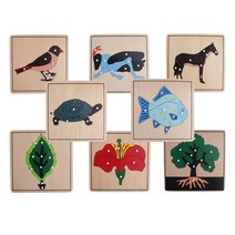 ZLD 8 montessori 동물 모양 손잡이 퍼즐 초기 교육, 1개