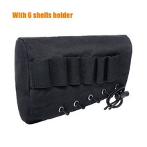 6 라운드 전술 샷건 쉘 홀더 12 GA Molle Buttstock 탄약 홀더 카트리지 Bandolier 총알 주머니 사냥 군사, With 6 Shell