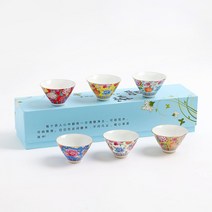 다기 찻잔 6P 세트 플라워 도자기 사케잔 다도 다완 차완 머그컵 잔 찻사발 삿갓 티웨어, 상세 참조