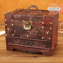 빈티지 삼나무 원목 주얼리 악세사리 보관함 보석함 귀걸이 반지 목걸이, L + 1개