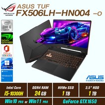 ASUS TUF FX506LH-HN004 + Win10 Pro / Win11 Pro 포함 / GTX1650, 24GB, 2TB, 인텔 코어 i5 10300H, 본파이어 블랙