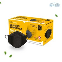 기타 바보사랑[천하지엘씨]숨코 3D 데일리 황사 마스크 특대형 KF94 블랙 100매 벌크, 대형