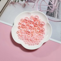 아크릴진주 [구멍] 컬러 비즈 공예 재료, 핑크, 4mm