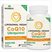 Besibest 코큐텐 유비퀴놀 1000mg 코엔자임Q10 코엔자임큐텐 60소프트겔, 1개, 코큐텐 1000mg 코엔자임Q10 60소프트겔, 60정