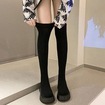 여자 니트 니하이 싸이하이 통굽 스판 롱부츠