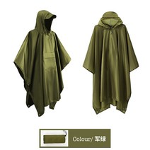 등산용가방 천막 다용도 3in1우비 백팩 등산 야외 밀리터리 러닝 우비망토 바닥매트 방습매트, C03-그린색