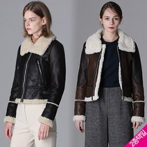 [르오트] 배색 무스탕 숏 라이더 재킷