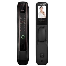 전자동 지문 잠금 장치 얼굴 인식 홈 보안 도어 원격 시각 고양이 눈 비밀번호 본체, 01 브라운