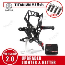 Arashi 에 YAMAHA YZF R1 2015 - 2023 CNC 조절할 수 있는 발판 근거지 후방 설정 풋페그 R1M R1S RN32 2019 2020 2021 백스텝도, 검정색 M8 Bolt, 1개