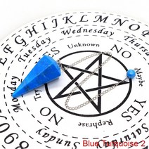 펜듈럼 Dowsing 영적 점술 천연 자수정 석영 스톤 레이키 힐링 진자 목걸이 쥬얼리 선물용 7 차크라, 11 Blue Turquoise 2