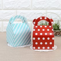 접이식 미니 컬러 손잡이 선물상자, 색상-땡땡이
