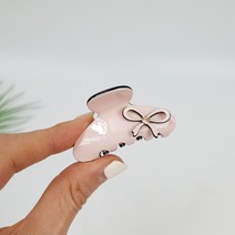 프랑스핀 파스텔톤 반달 큐빅 포인트 큐트 리본 스몰 반머리 헤어 집게핀