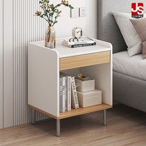 JS리빙 침대 협탁 사이드 쇼파 침실 침대옆 티테이블 엔틱 테이블 원목 거실 서랍장 선반 틈새 보조 간이 미니 다용도 낮은 수납장 안방 슬림 높은 수납 CRN_01vL_1, 카리나 협탁_1개