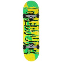 Creature 스케이트보드 컴플리트 찢어진 로고 그린/옐로우 19.1cm x 71.8cm(7.5인치 x 28.25인치) 조립