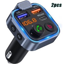 카오디오블루투스핸즈프리 무선 블루투스 차량용 어댑터 5.0 송신 fm MP3 자동차 오디오 수신기 US 고속, 02 FM 2PCS