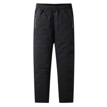 우모복 우모바지 남성 겨울 플러스 사이즈 7xl 양털 코튼 캐주얼 바지 야외, xl(53kg-63kg), 블랙 - 스트레이트