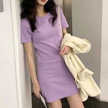 미니 라운드넥 원피스 여자 홈웨어룩 슬림핏 스타일