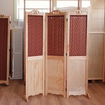 가구야히메 원목 패브릭 패널 파티션 거실 현관 가림막 사무실 공간분리 칸막이, 3단 내추럴