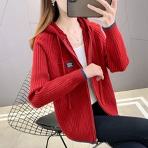 세계일주 2022 가을 새로운 여성 후드 캐주얼 스웨터 재킷 지퍼 스웨터 카디건
