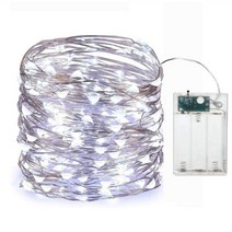 요정 조명 led 2 aa 배터리 구동 크리스마스 파티 화환 실내 야외 파티 빛 문자열, 하얀, 10m 100LED