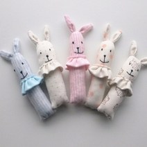 기타 바보사랑[꿈꾸는두부]날아라미쎄스깡 오가닉토끼 딸랑이인형 만들기 13cm 솜포함, 블루 스트라이프