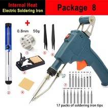 다용도솔더페이스트 무연납땜기 자동 전기 무선 휴대용 솔더링 인두기 수동 납땜 인두 팁 주석 건 내부 열 용접기 도구 세트 110V 220V 60 W 80 120W, Internal heat Set8, 미국