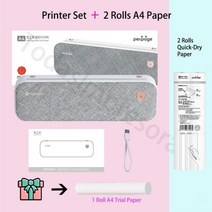 슬림 무선 프린터 휴대용 A4 Inkless 미니 문서 열전 사 사진 Bluetooth IOS Android PC 지원 PDF 용지 Impresoras Papeles 159557, Add 2 Rolls Paper 2