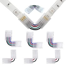 8mm 10mm 와이드 LED 스트립 오른쪽 코너 2 핀 3 4 솔더 프리 크리스탈 커넥터 COB 5050 2835 WS2812B, [02] 5pcs, [04] 8mm wide 3pin