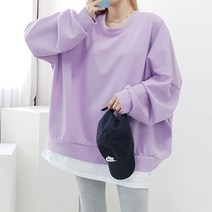 [퀸비샵] 퓨어 레이어드 맨투맨 // 라운드넥 무지맨투맨 큰옷 간절기맨투맨 여성 빅사이즈 오버사이즈 오버핏