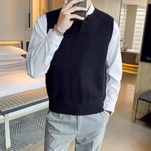 일이오 남자 트임 헨리넥 하프 니트 조끼 베스트