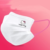 헬로키티 캐릭터 귀여운 마스크 귀편한 얇은 운동 덴탈 화이트 블랙 대형 성인용 핑크끈 다른색줄 50매, 1, 아동(4-12세) 20개개
