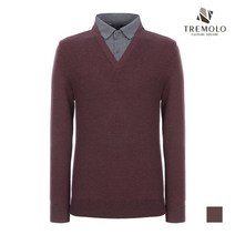 인디안 TREMOLO 단가라 셔츠 레이어드 니트_TRHBPVZ8151