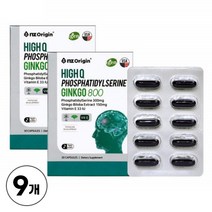 포스파티딜세린 식약처인증 징코 1200 은행잎추출물 300mg 함유 플라보놀배당체 기억력 인지력 개선에 도움 줄 수 있음, 60캡슐 X 9 개