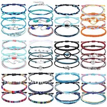 Cindeer 여성용 서퍼 웨이브 팔찌 43개 조절 가능한 핸드메이드 우정 여름 발찌 주얼리 여아용 왁스 로프 USA 미국