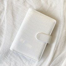 악어 가죽 바인더 마카롱 노트북 DIY 커버 일기 어젠다 플래너 종이 문구 A5 A6, white